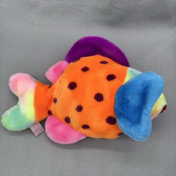 Vtg TY Beanie Buddies Lips Fish 1999 Multicolor Tie Dye Plush Stuffed Animal 13" - Picture 8 of 16